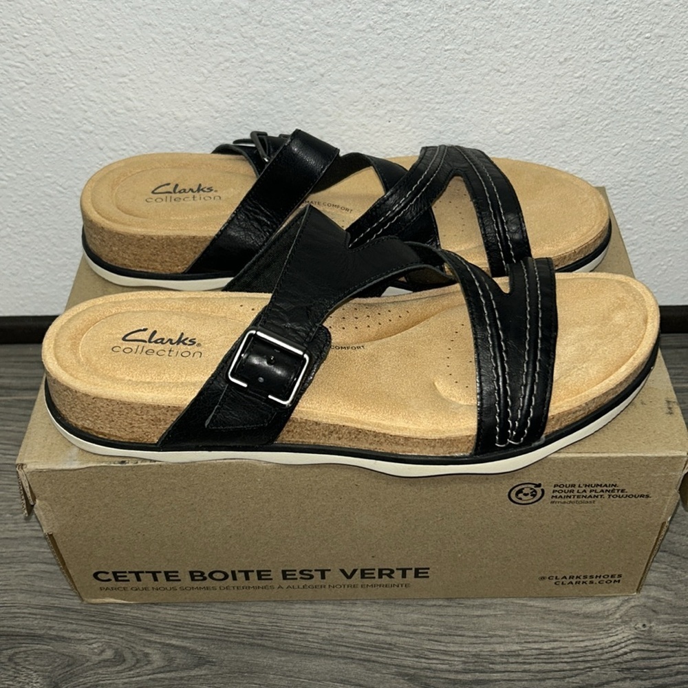 Clarks Brynn Hope Black Leather Women's - Picture 6 of 7
